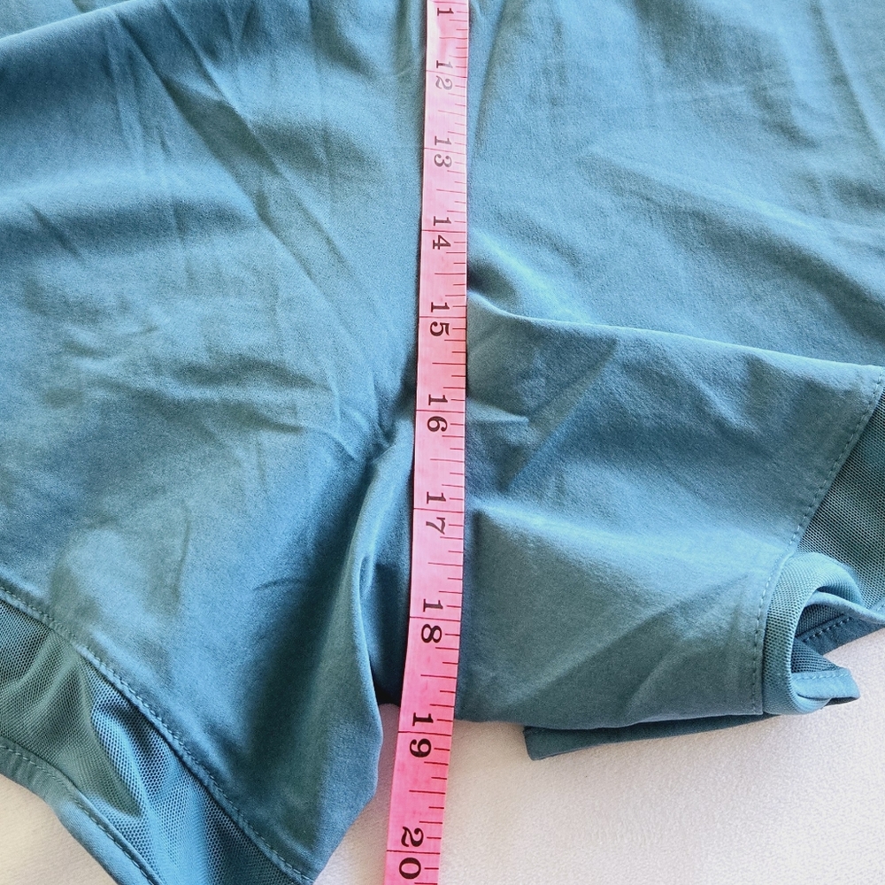🏷️ATHLETA Mesh Racer Run High Rise 3 Short Teal Blue Size 3X - Picture 7 of 11